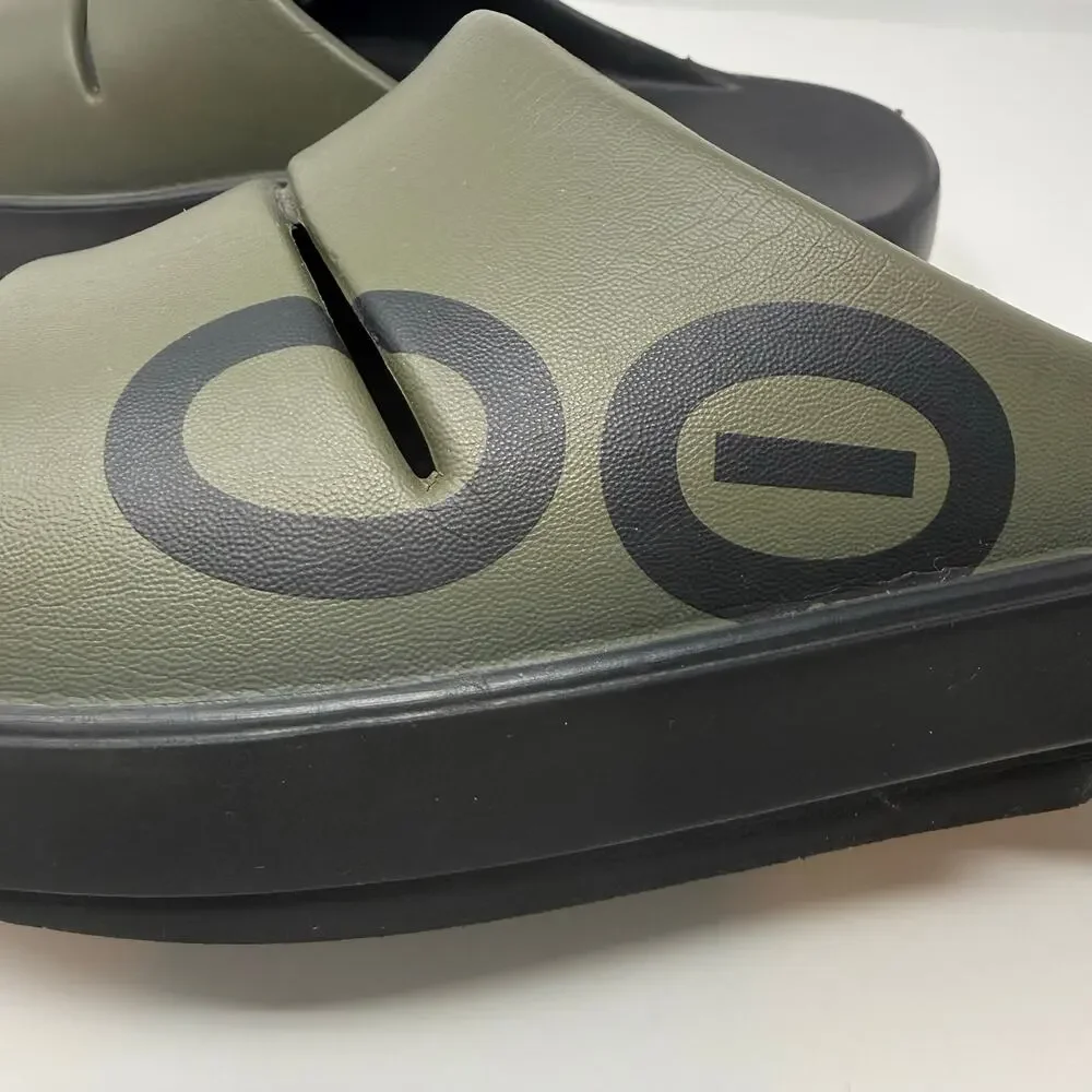Oofos Ooahh Sports Slide Sandal Mens' 12 Olive Green Black Workout Recovery